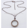 3.6mm 18"+2" chocolate trendy crystal glass floating locket fashion necklaces 2015